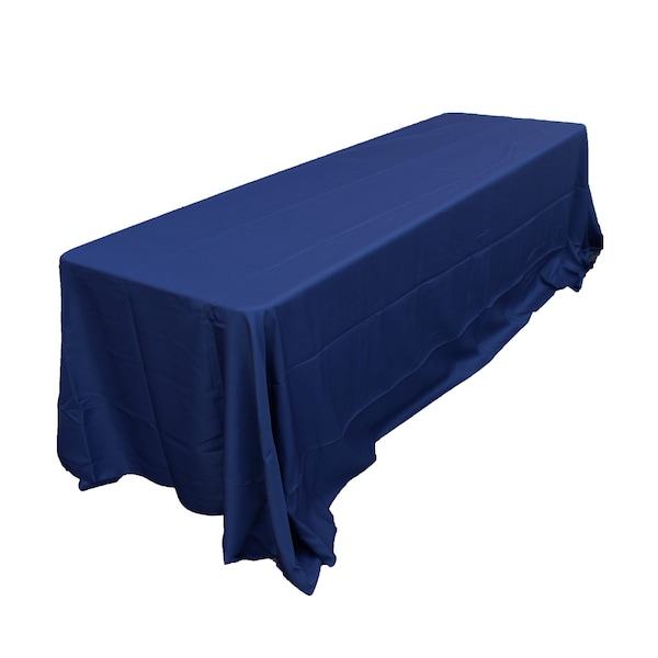 Atlas Commercial Products 90" x 156" Polyester Tablecloth, Navy Blue PY-90x156-21
